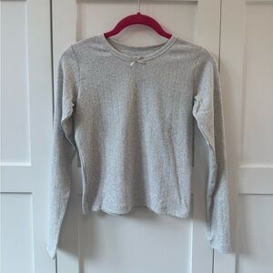 Daily Drills Light Gray Pointelle Long Sleeve Tee